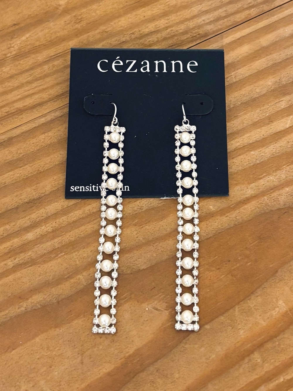 💥 Cézanne Pearl & Crystal Linear Drop Earrings